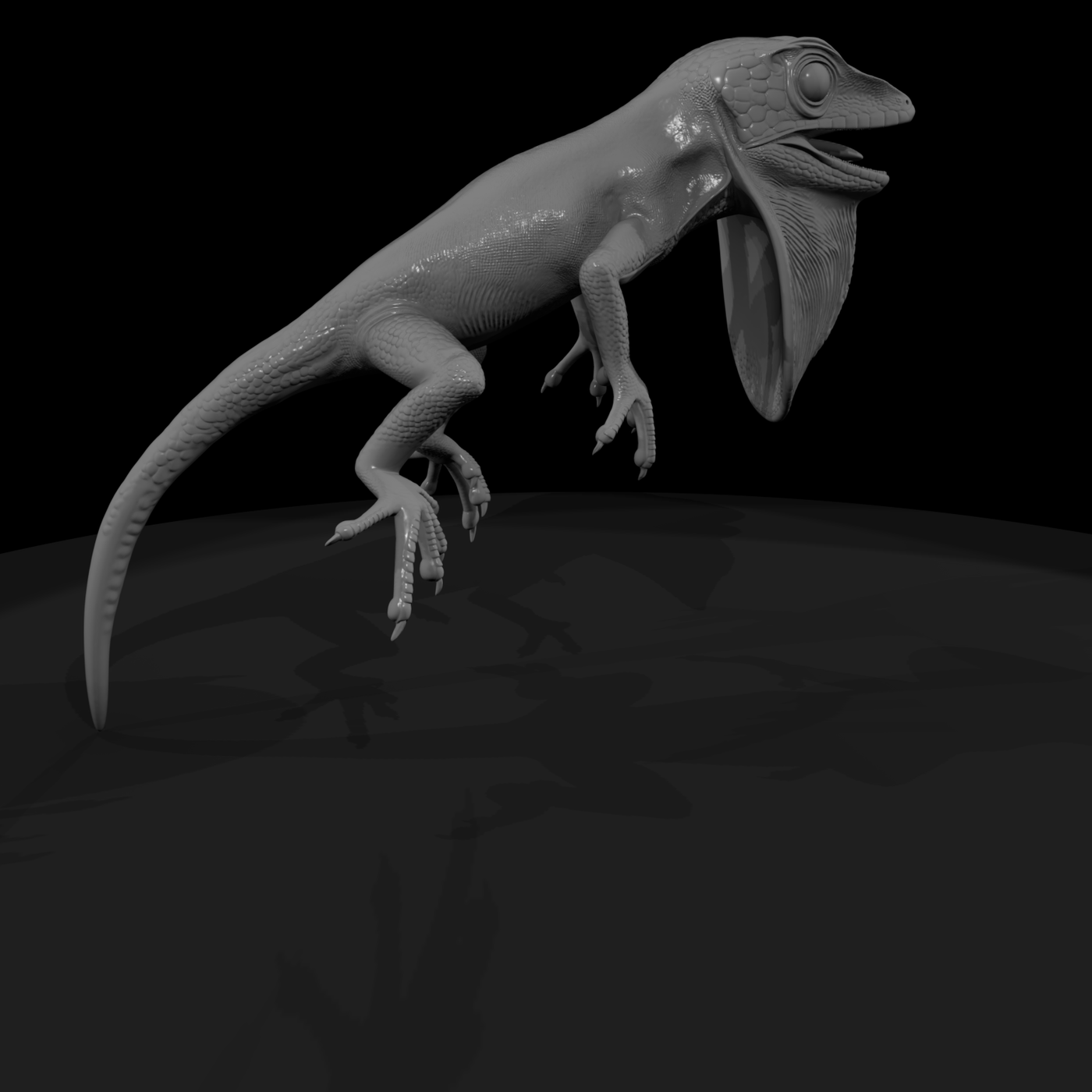 Frilled Lizard Figurine — Detailed