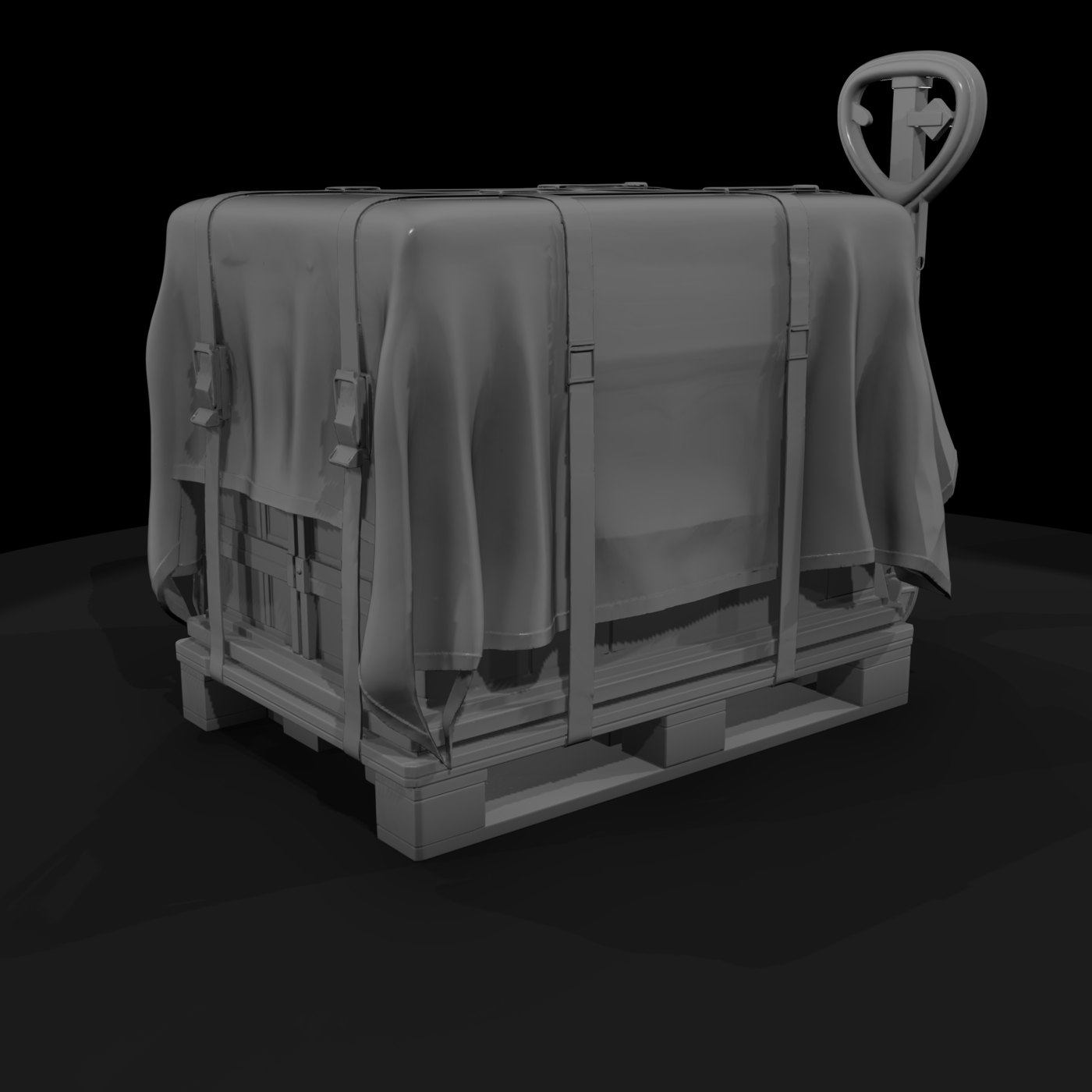 Pallet jack with covered pallet