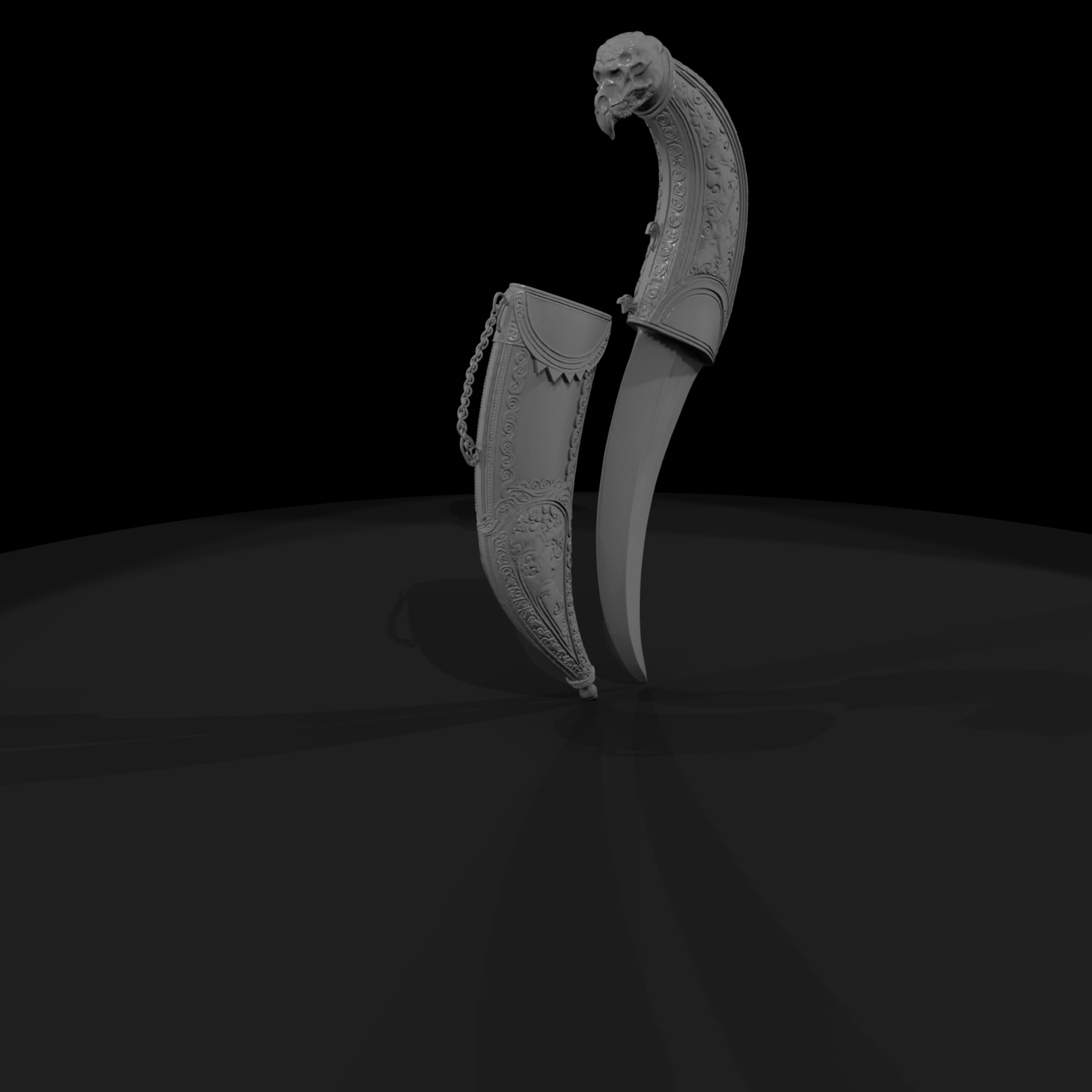 Ornate Curved Fantasy Dagger with Sheath
