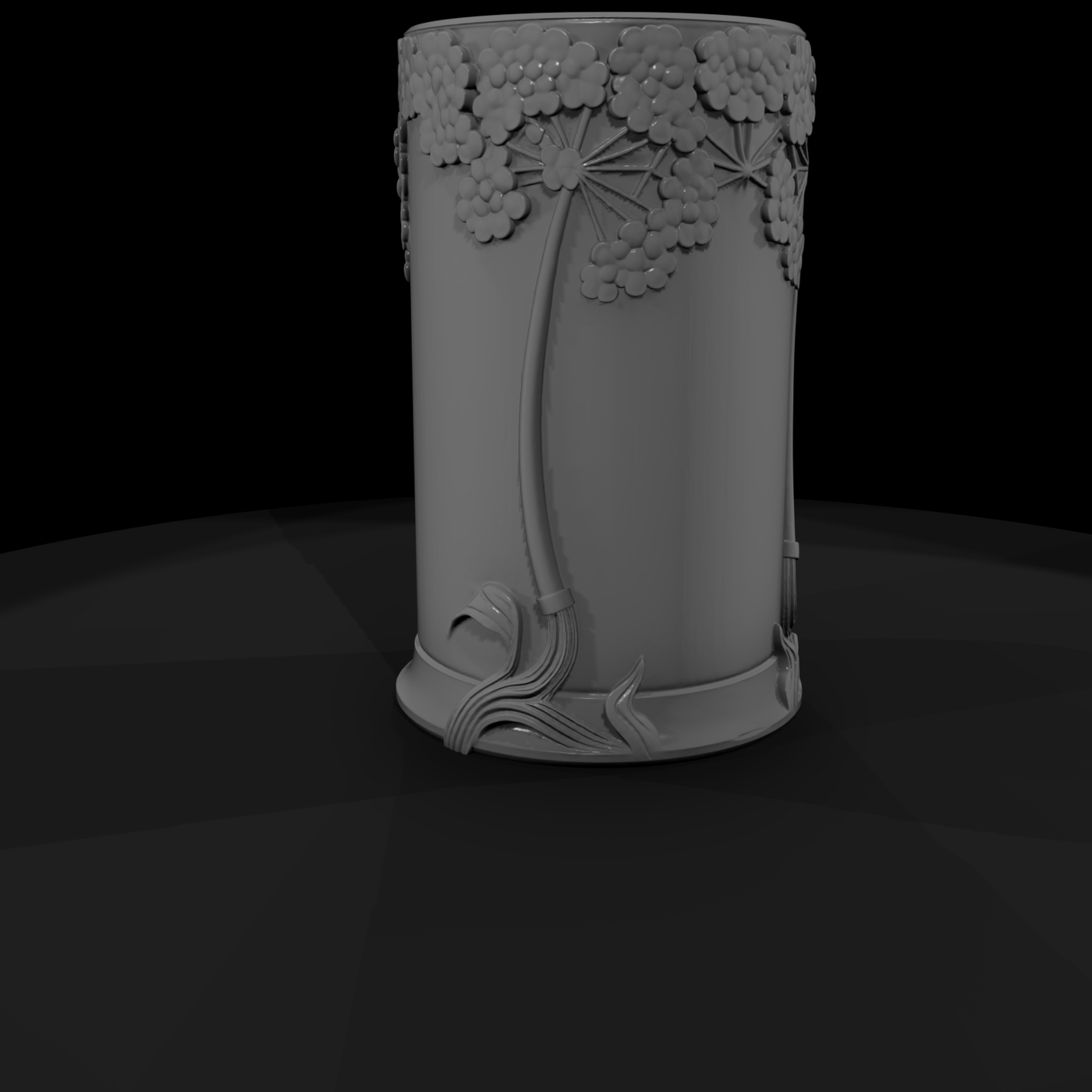 Art Nouveau Embossed Cylinder Vase