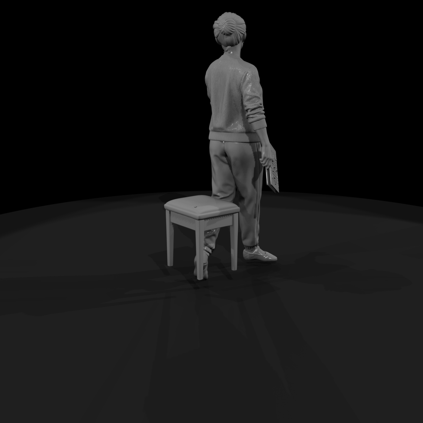 Woman Carrying a Folding Chair