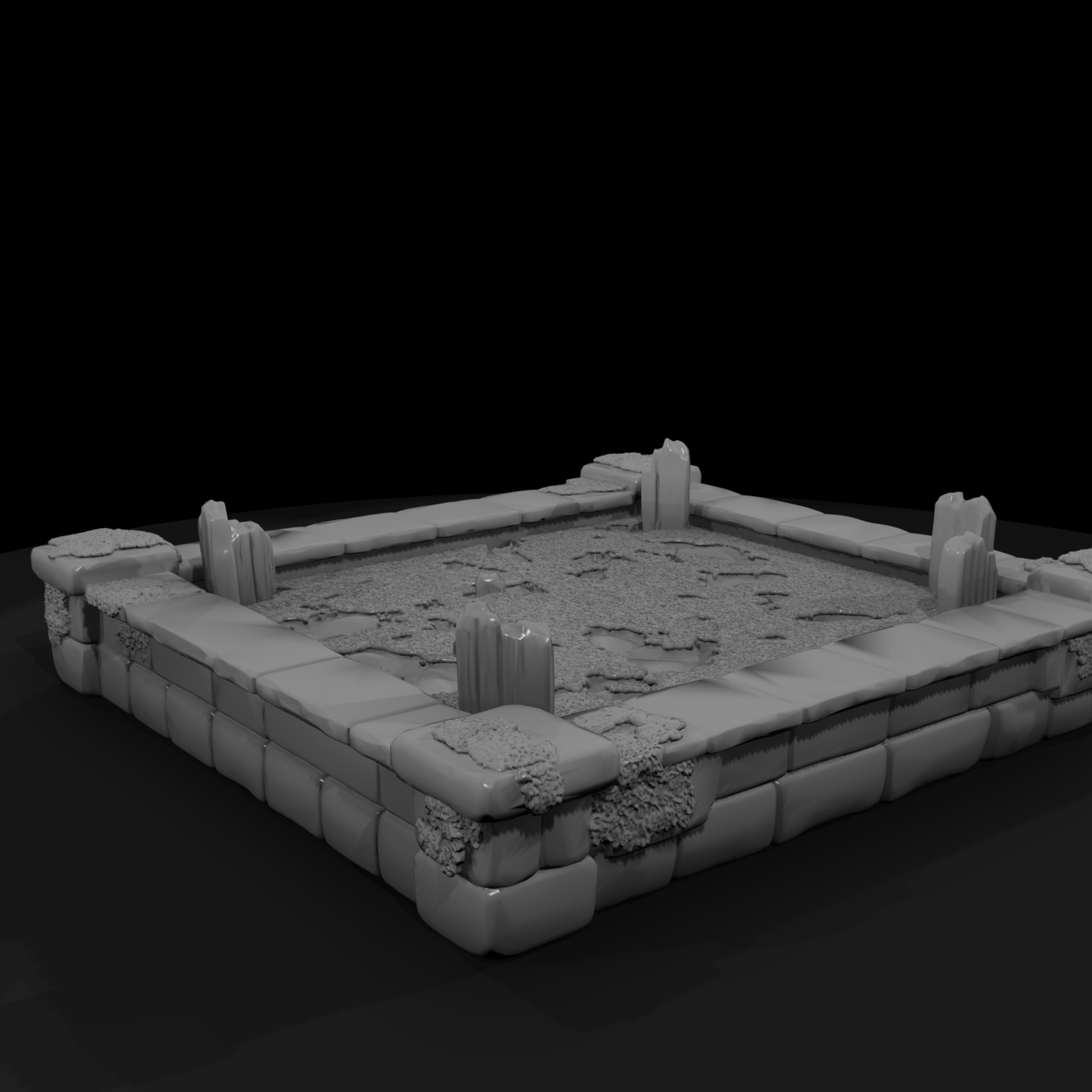 Ruined Medieval Stone Garden Corner — Terrain