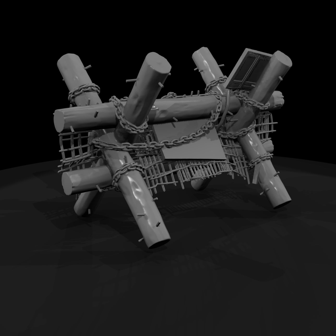 stylized-log-barricade-with-chains-mesh-diorama-terrain-880823