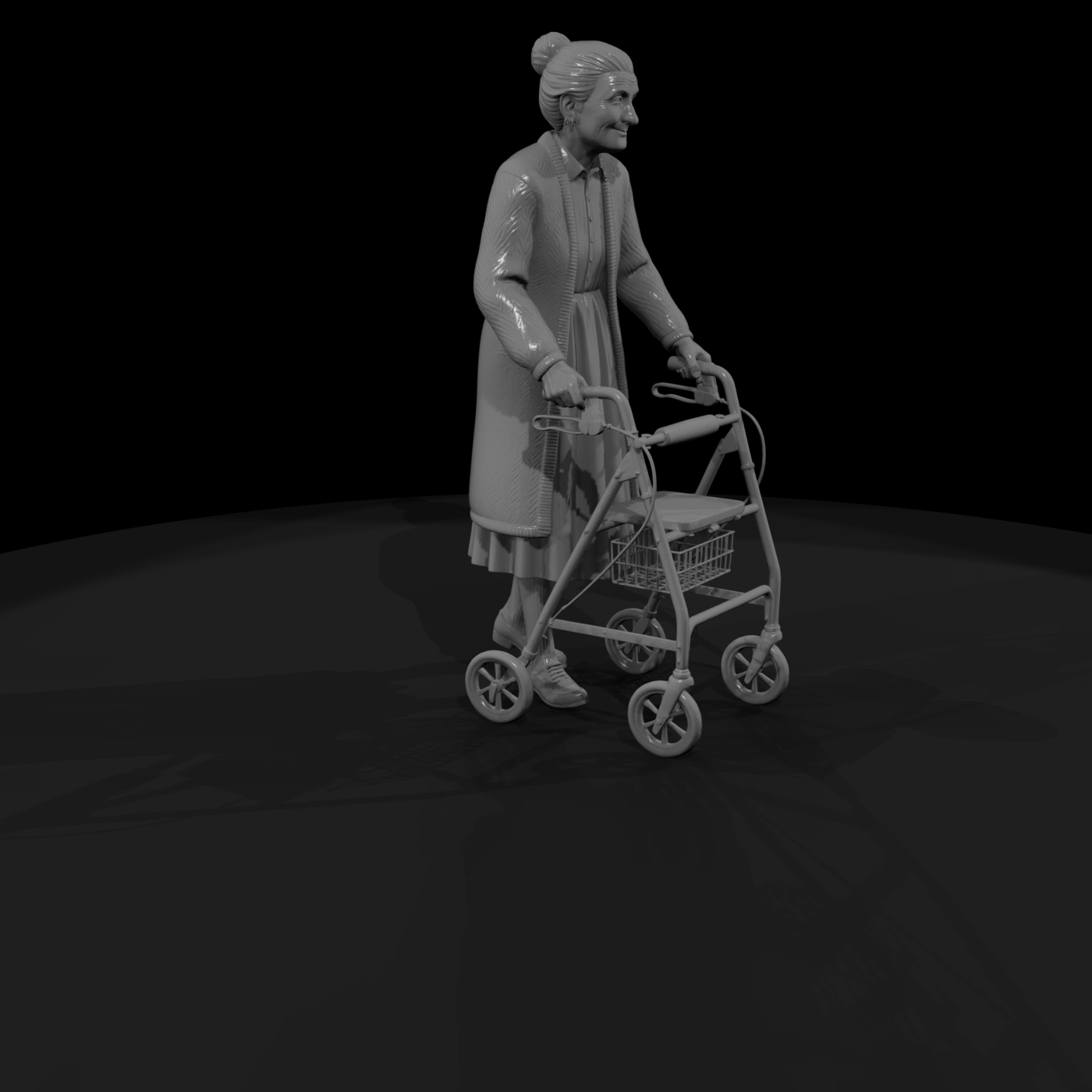 Elderly Woman with Wheeled Walker