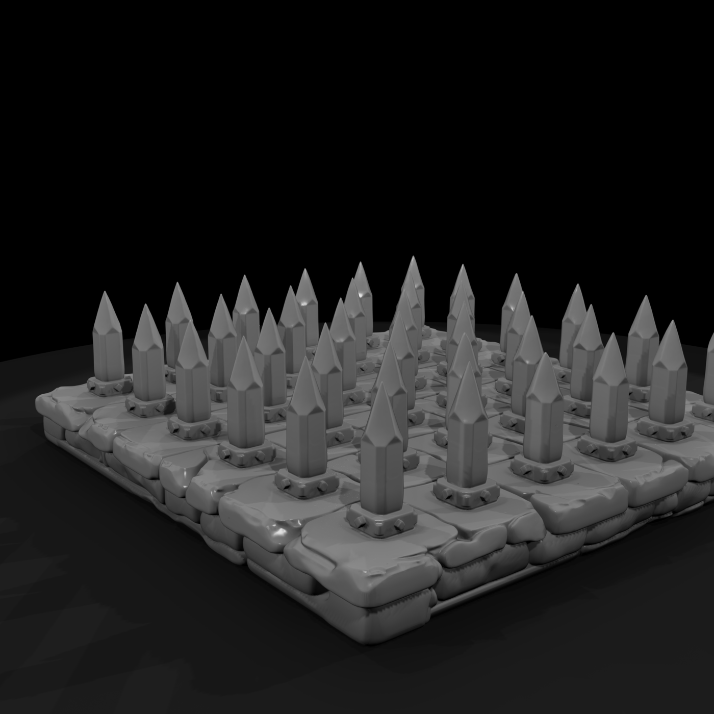 Stylized Fantasy Stone Spiked Trap 3D Model Uzytep