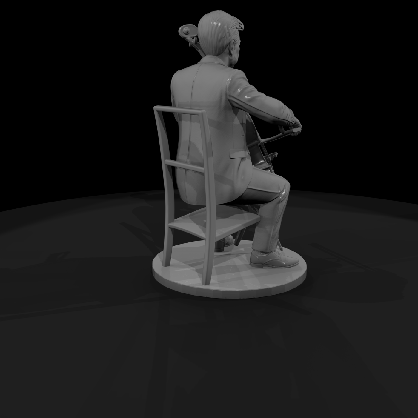 Seated Cellist in Concert Dress