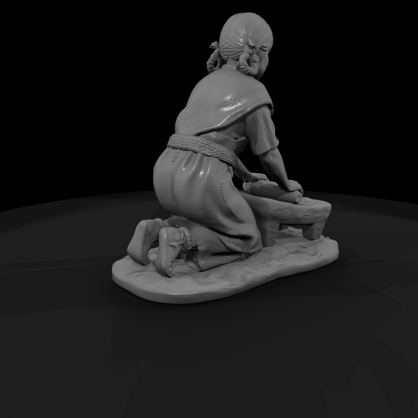 Pueblo Girl Grinding Corn