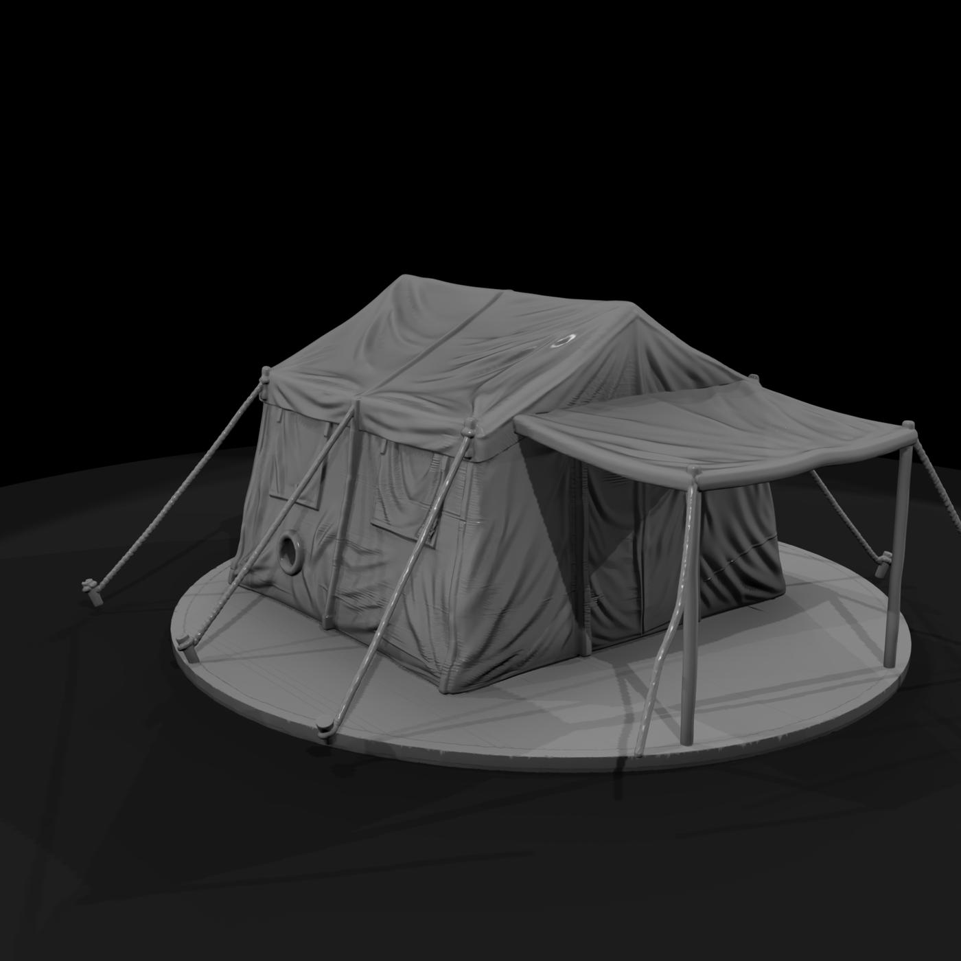 Military Canvas Wall Tent with Awning