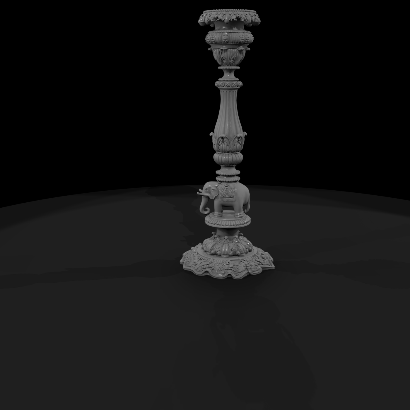 Baroque Elephant Pedestal Candle Stand