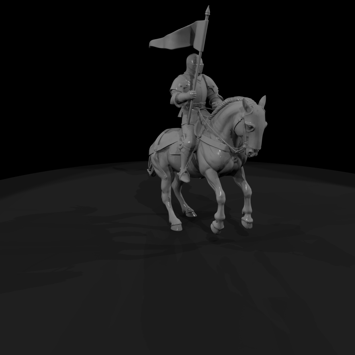 Mounted Knight in Plate Armor