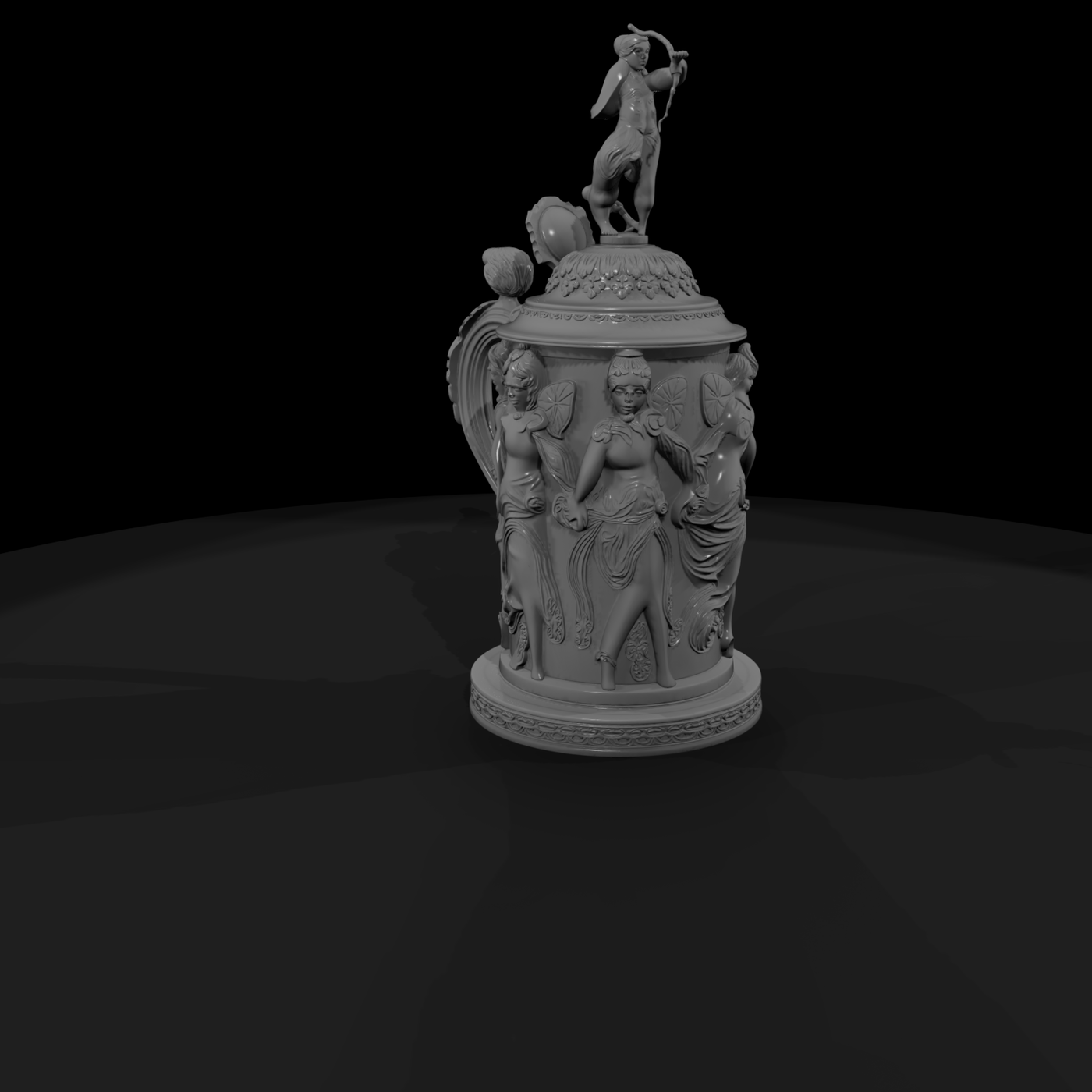 Neoclassical figural beer stein — decorative tankard