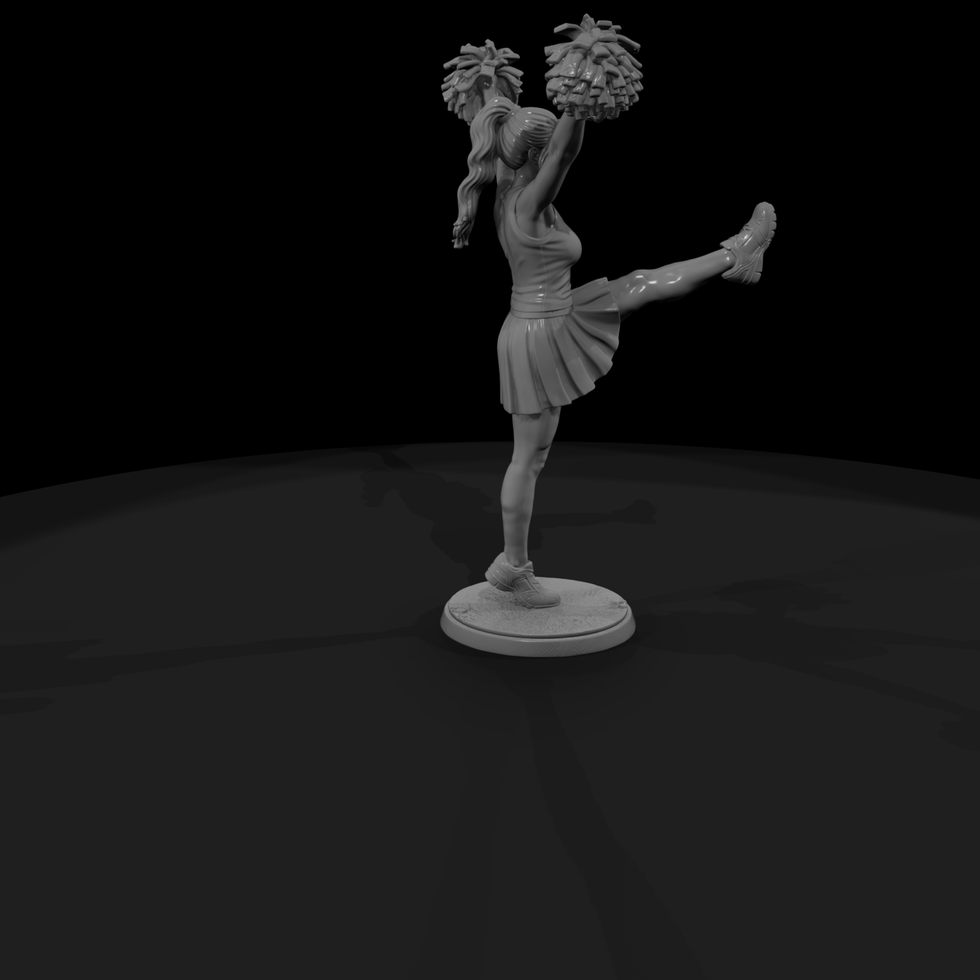 High-Kick Cheerleader with Pom-Poms