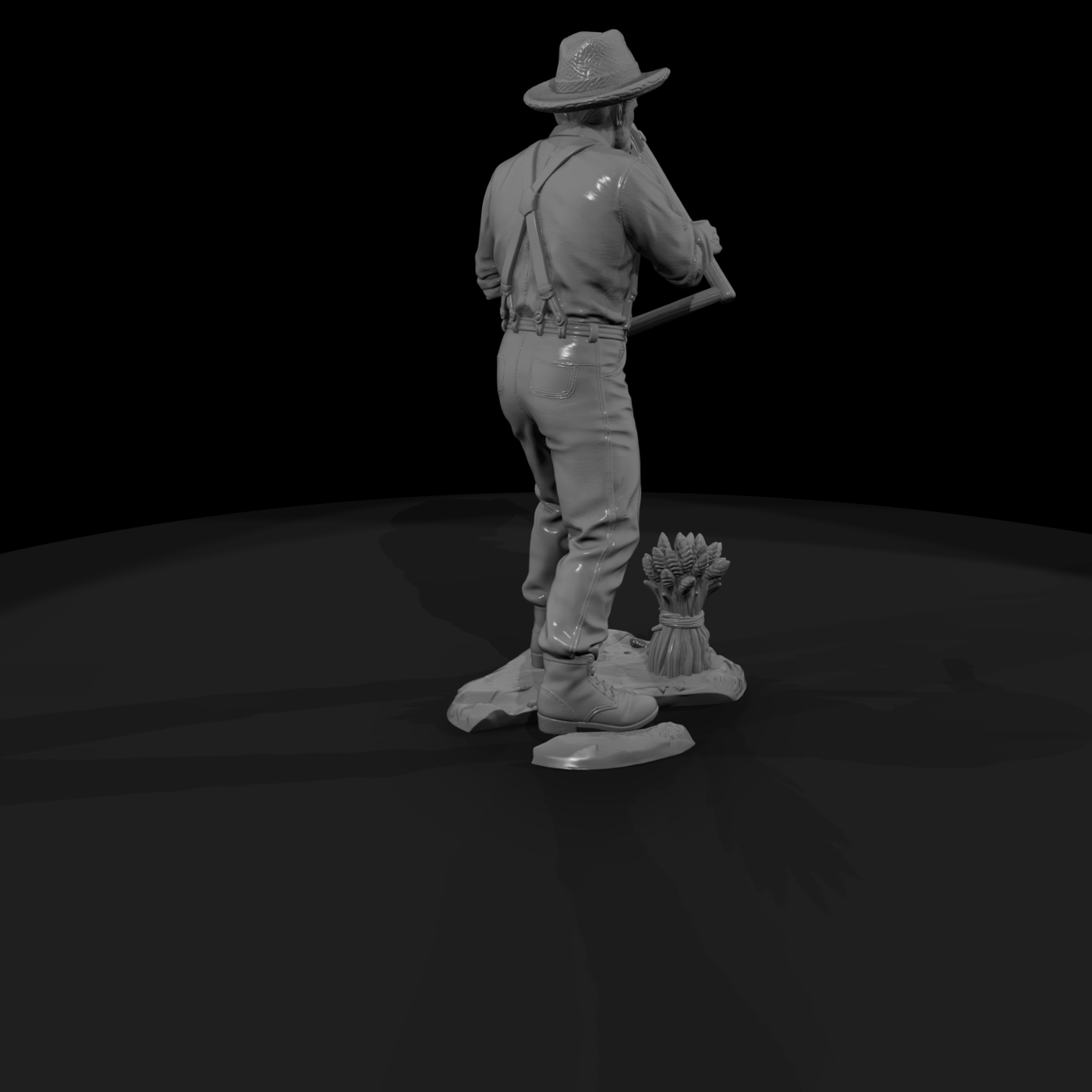 Ww 0168 Townsfolk Threshing Farmer