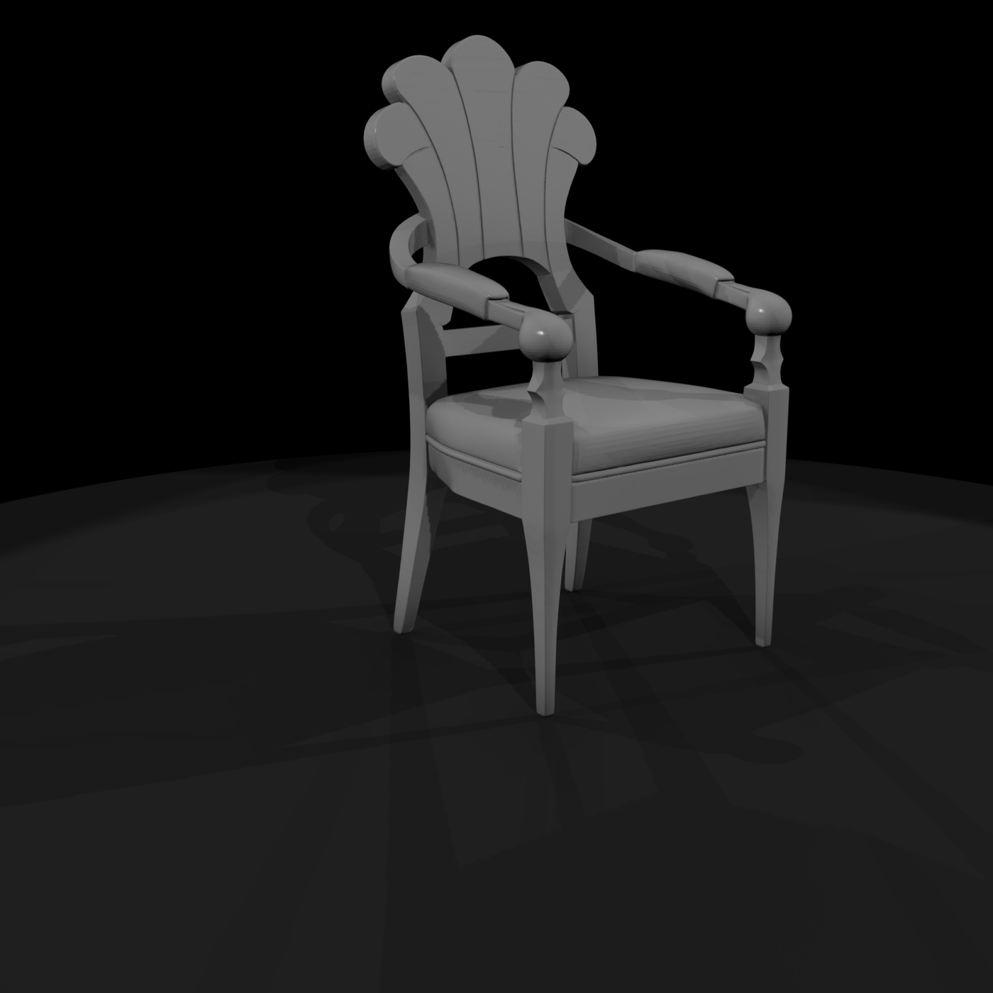 Neoclassical Shell-Back Upholstered Armchair