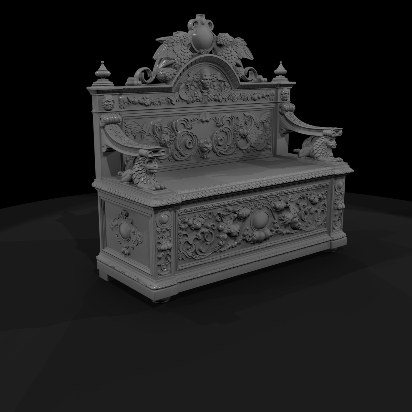 Baroque Carved Royal Bench — Ornate Seat