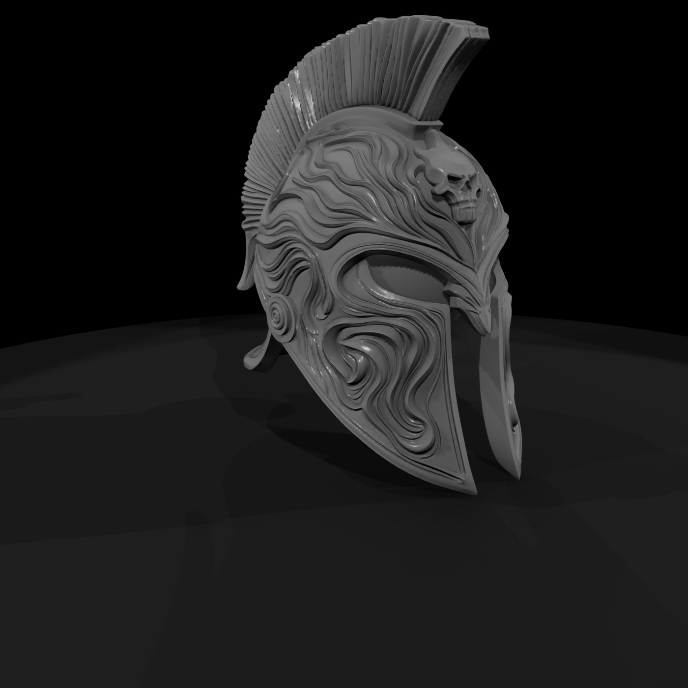 Ornate Spartan Skull Crest Helmet