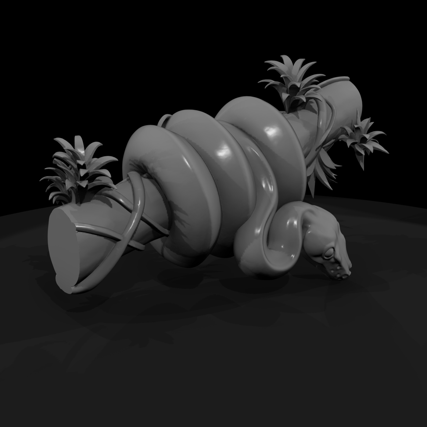Stylized Coiled Jungle Snake on Branch