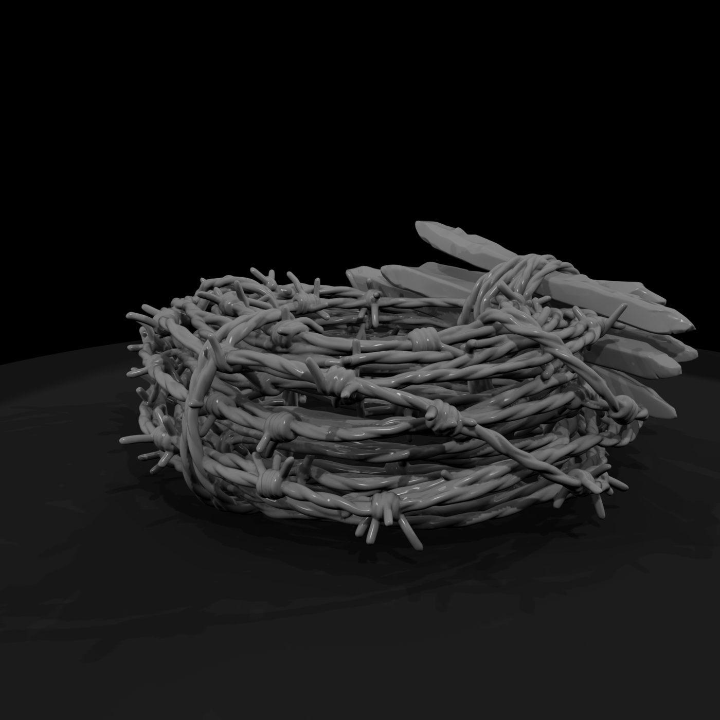 Coiled Barbed Wire and Picket Bundle