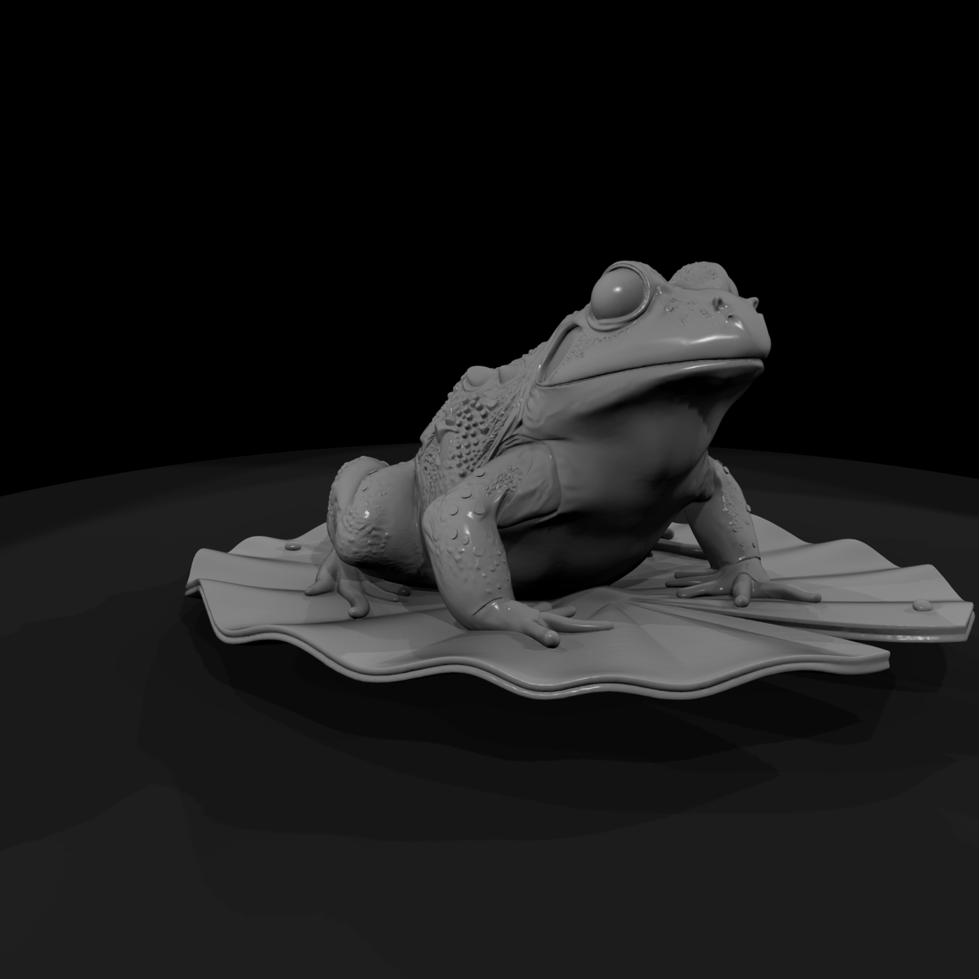 Sculpted Toad on Lily Pad