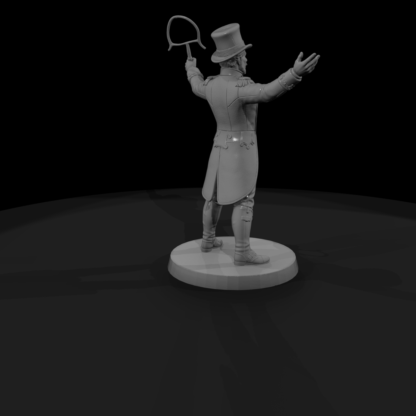 Circus Ringmaster with Top Hat and Whip