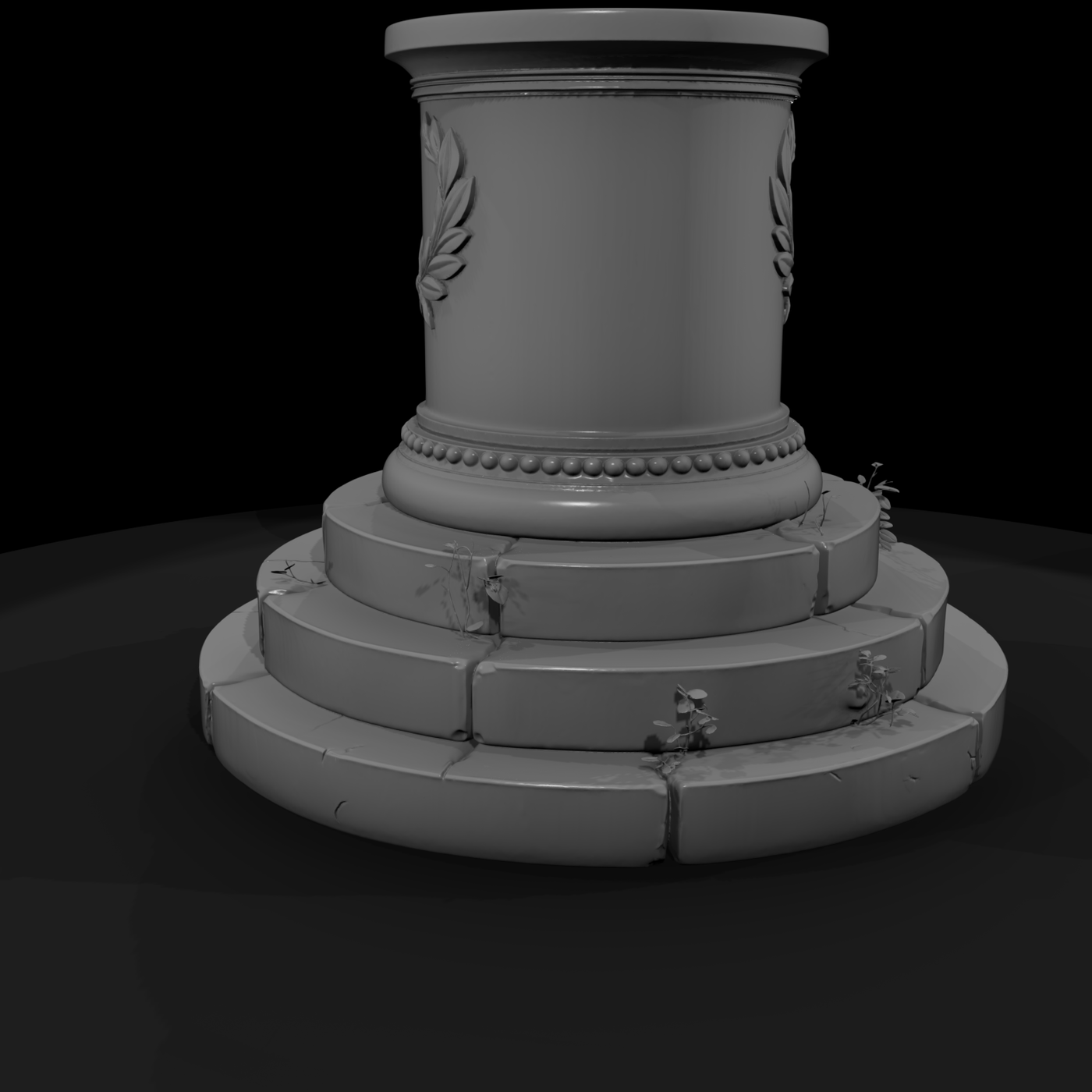 Classical Column Pedestal with Laurel Wreath