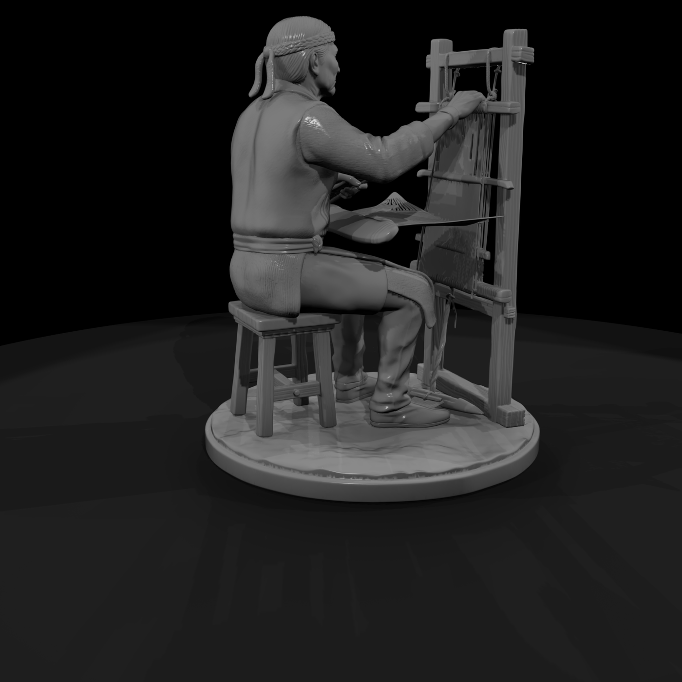 Native Weaver at an Upright Loom