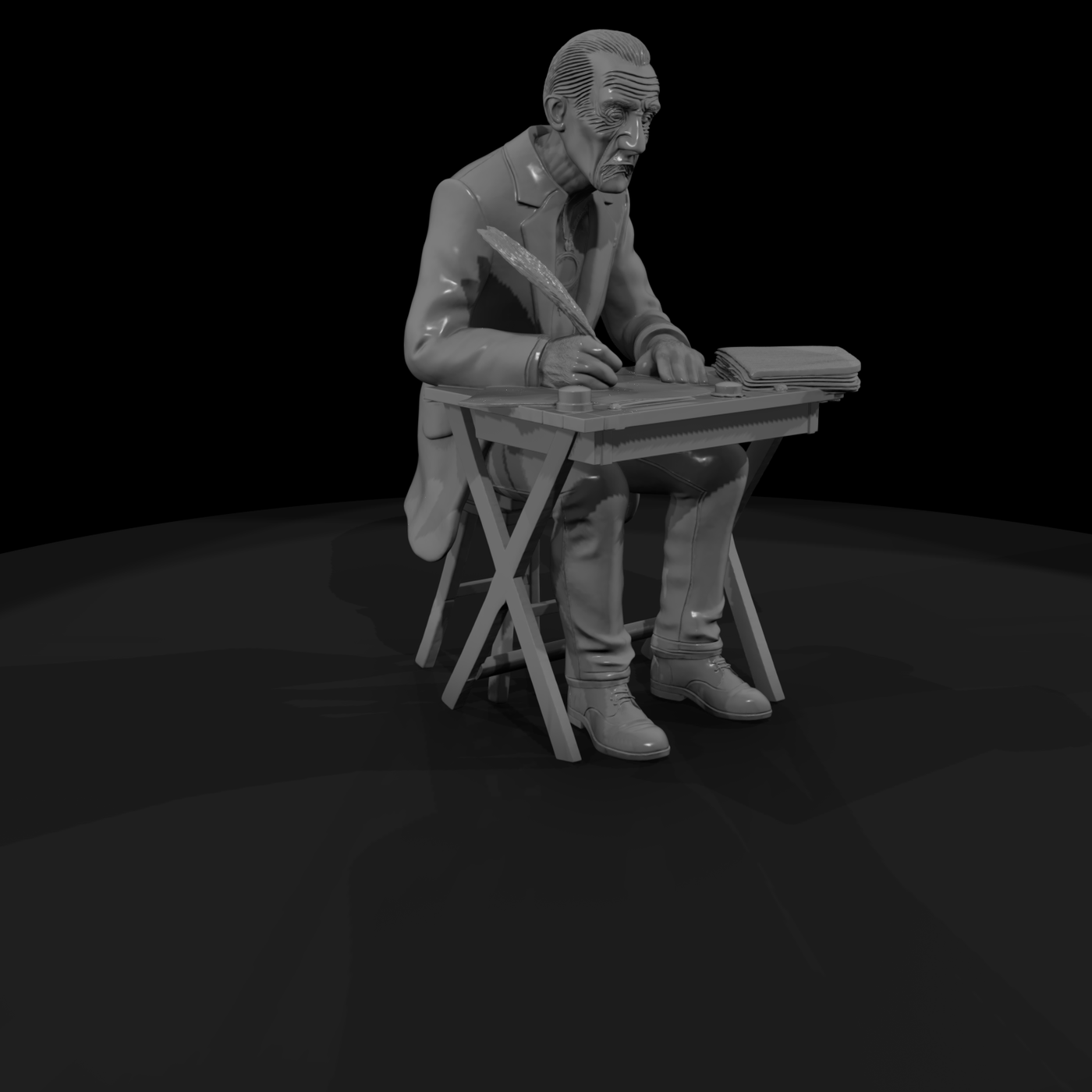 Elderly Scribe at Writing Desk