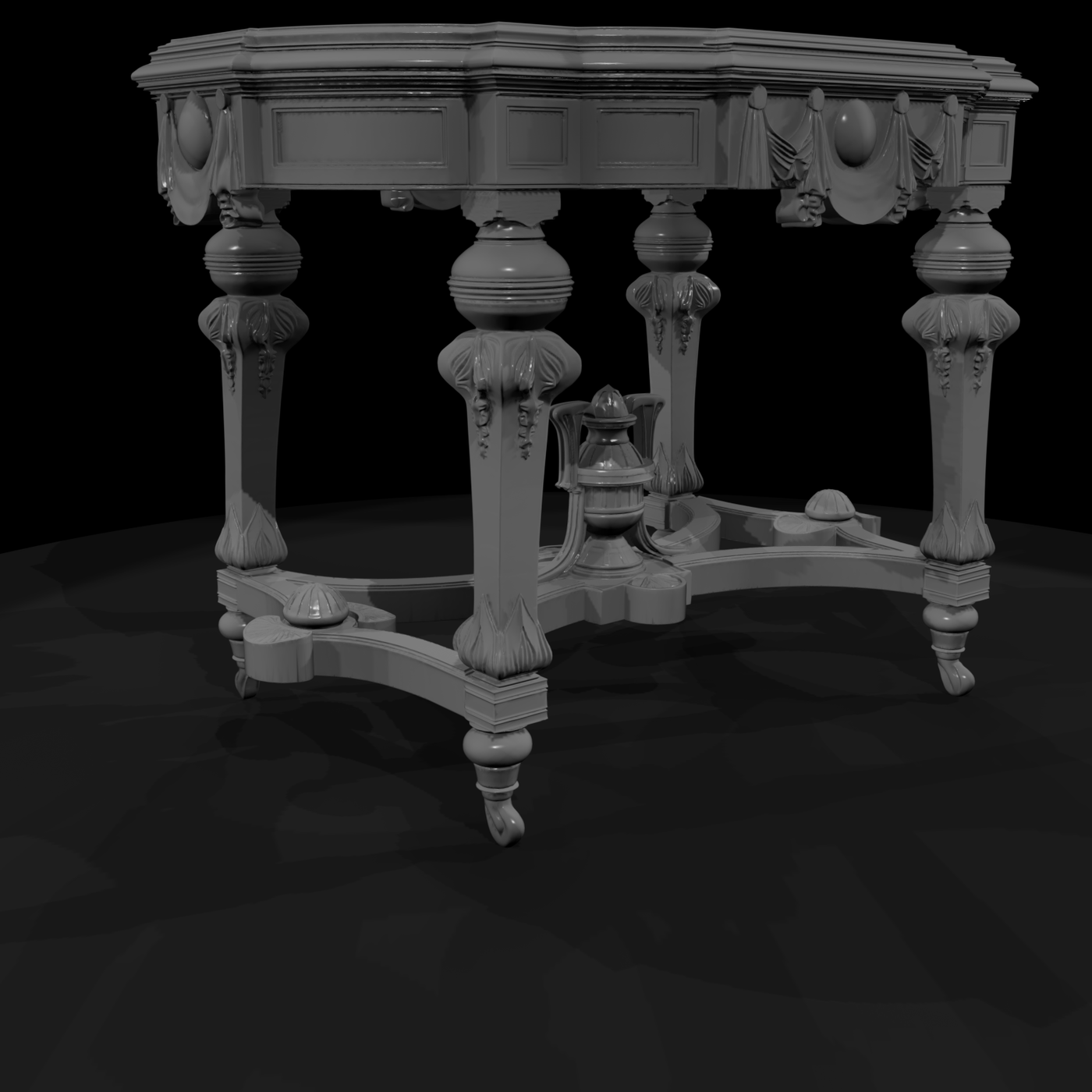 Ornate Neoclassical Carved Accent Side Table 6Avek