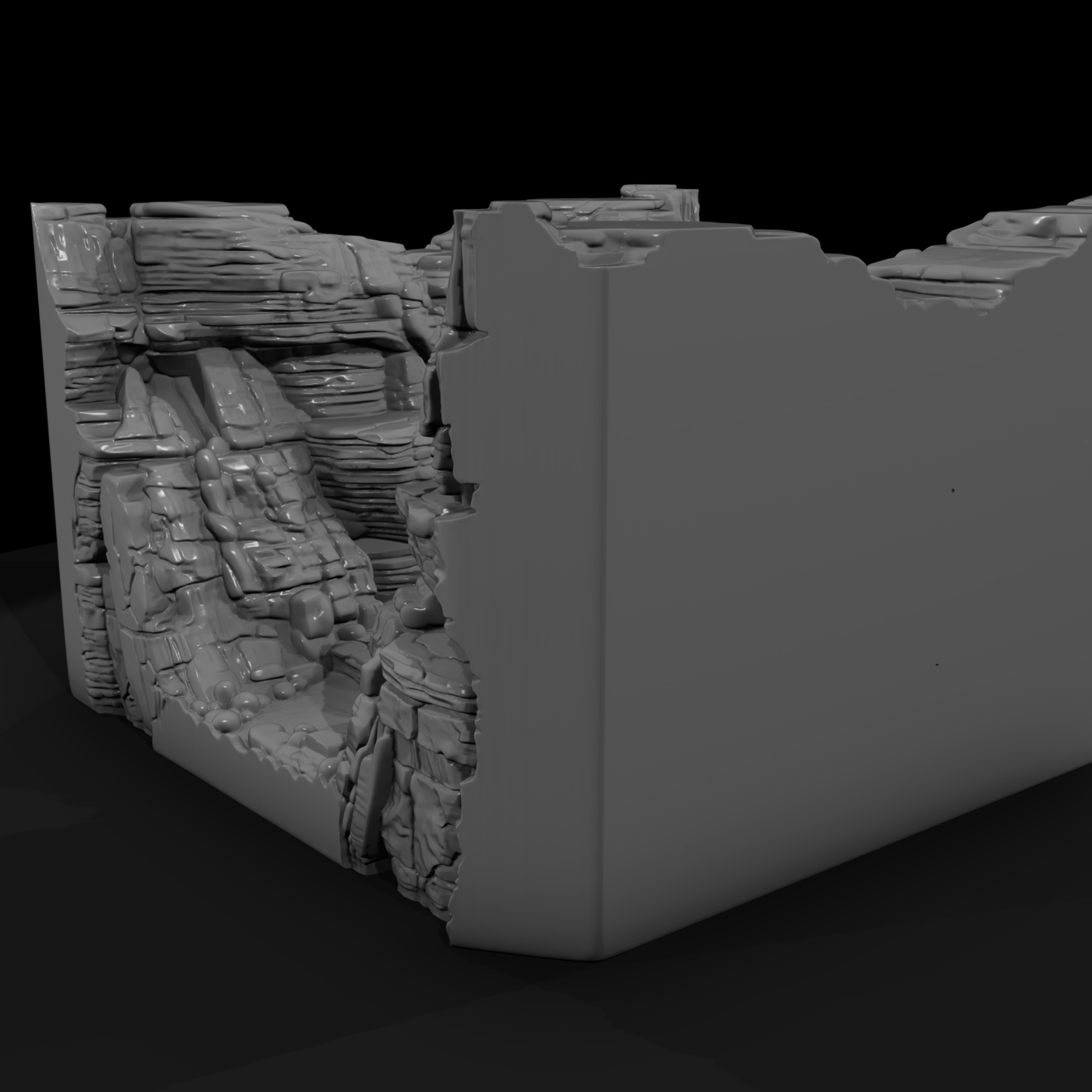 Detailed Stratified Rock Canyon Terrain 3D Model U
