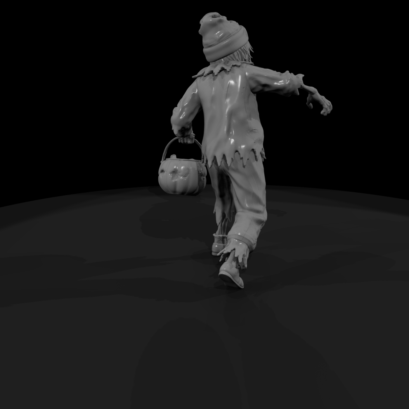 Zombie Trick-or-Treater with Pumpkin Pail