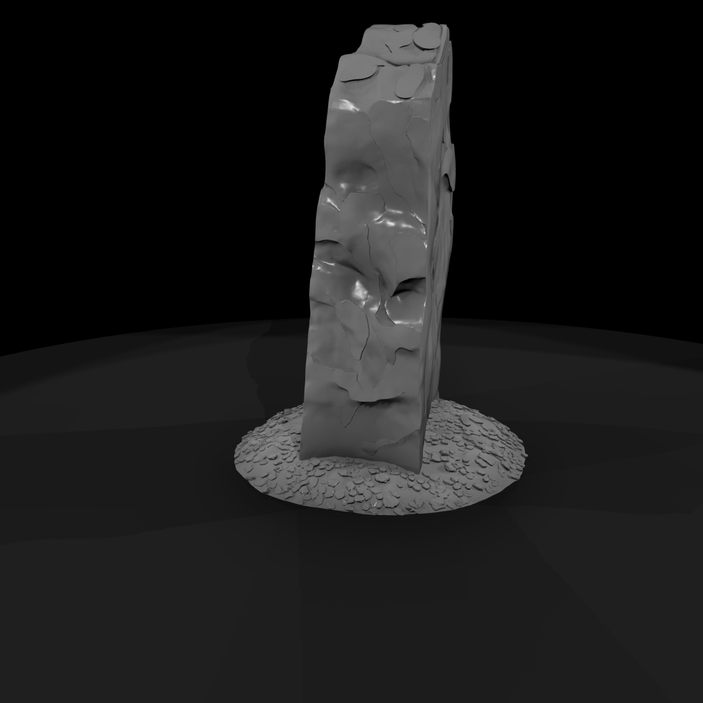 Standing Stone Monolith with Pebbled Base