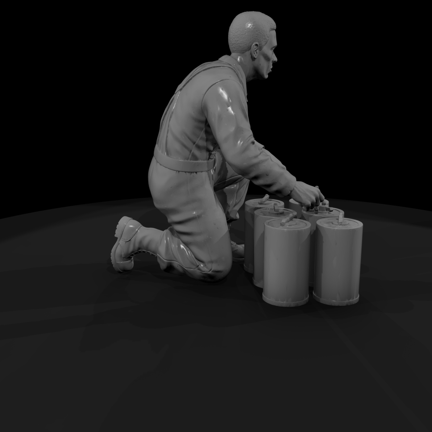 WWII GI Setting Demolition Charge