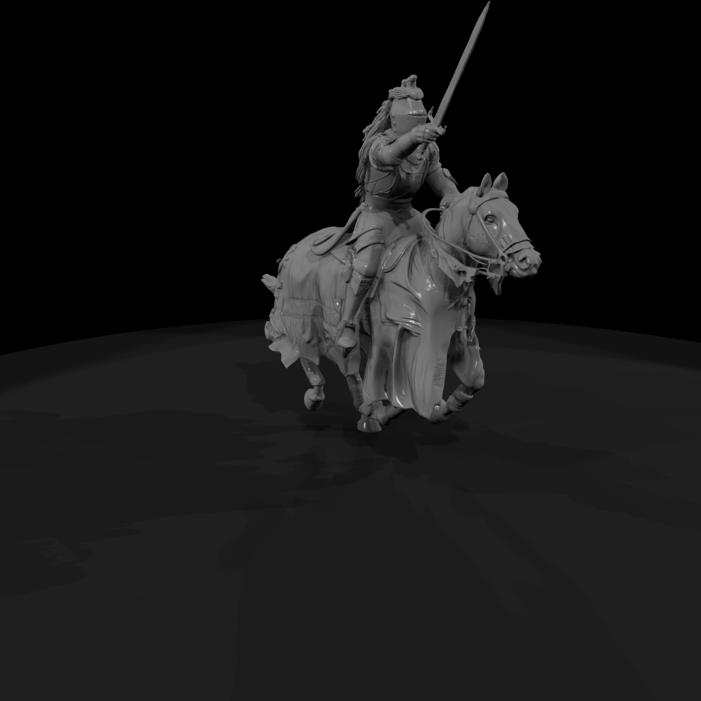 Medieval knight on horseback