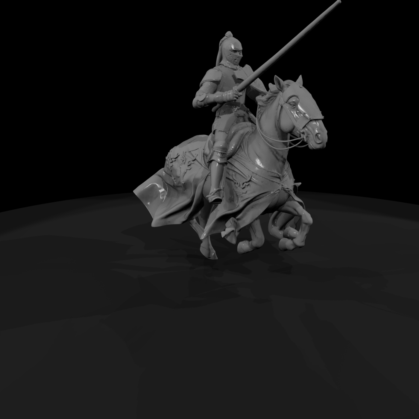 Mounted Medieval Knight with Lance