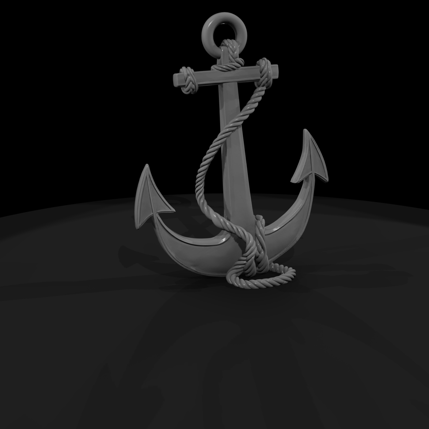 Stylized Nautical Anchor with Rope — & Display Prop