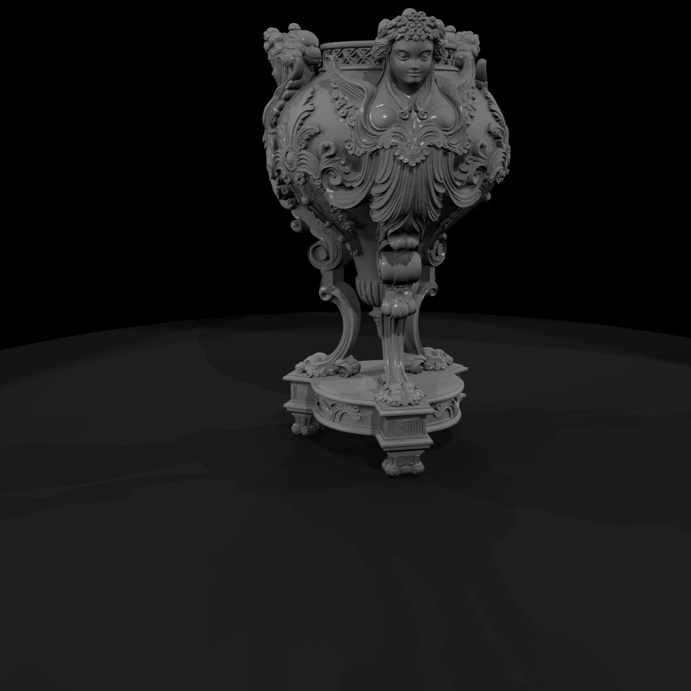 Baroque Caryatid Decorative Urn — Ornament