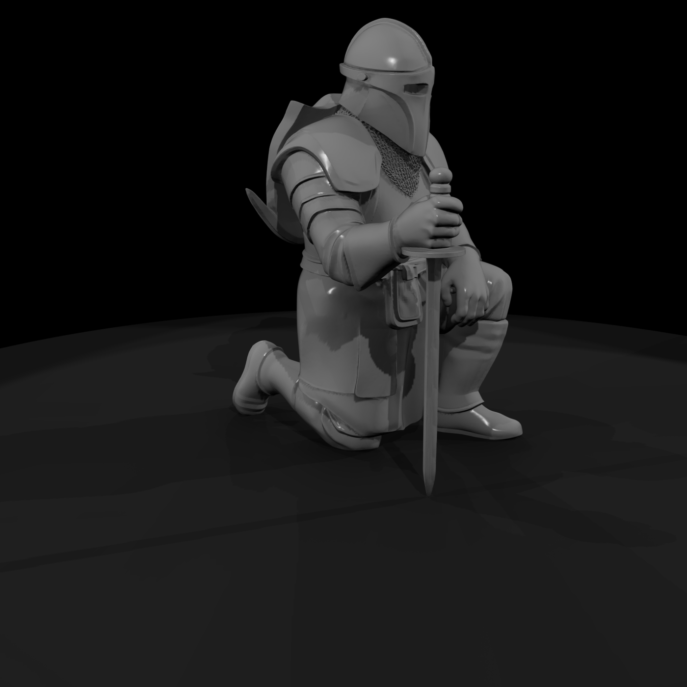 Stylized Seated Medieval Knight
