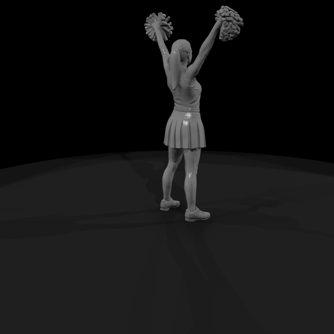 Cheerleader with Raised Pom-Poms