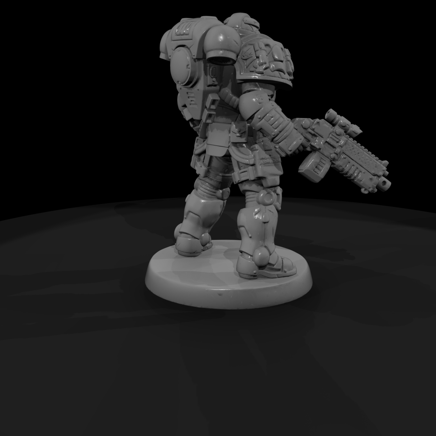 Power-Armored Space Soldier with Rifle
