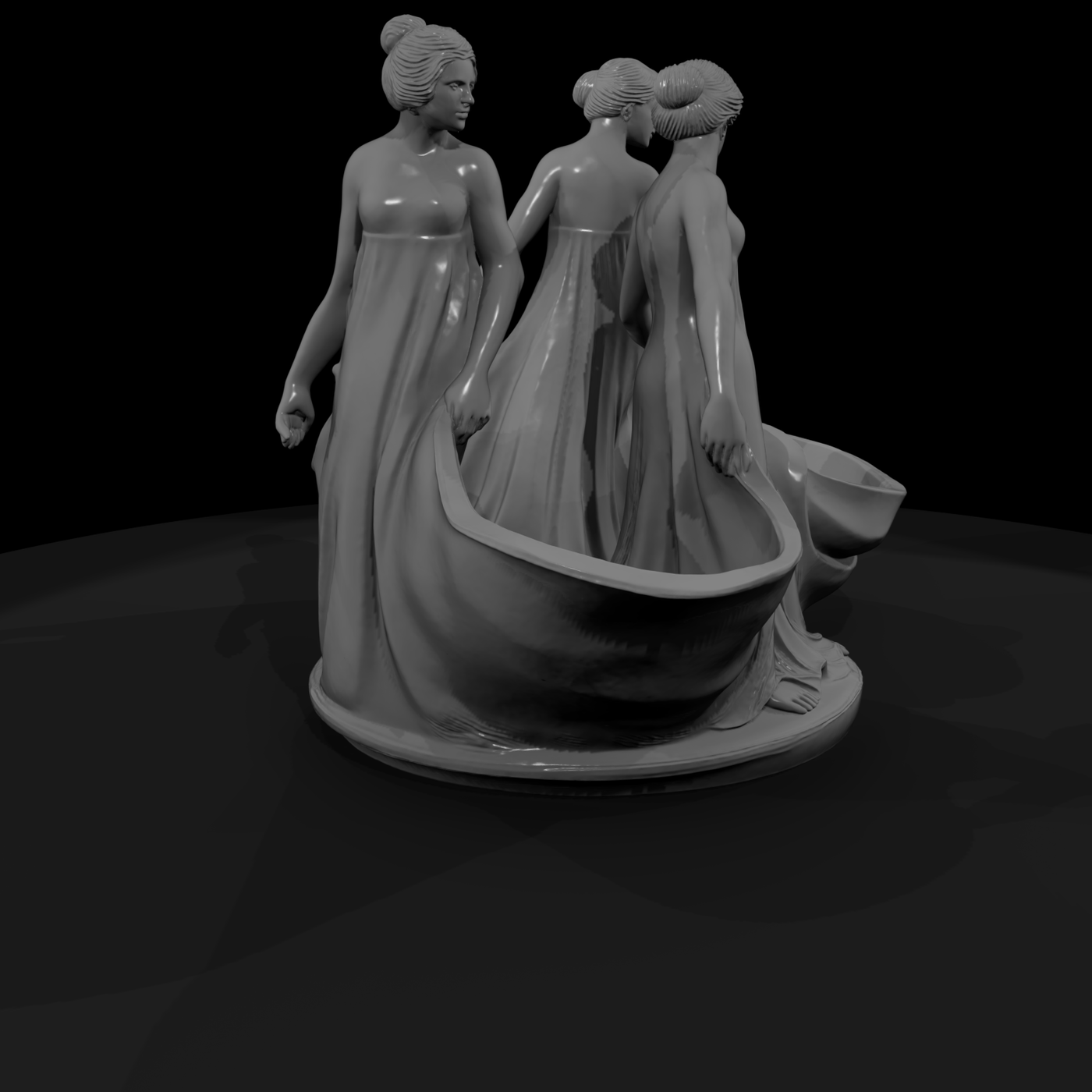 Three Draped Women Centerpiece — Statue