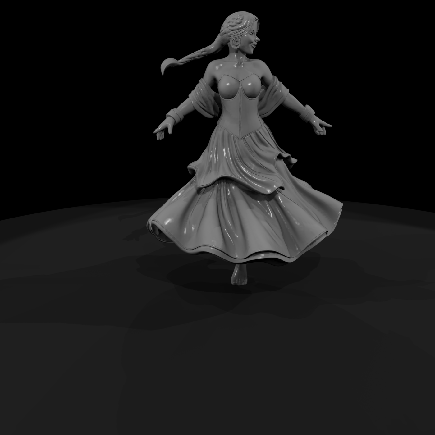 Stylized Dancing Fantasy Maiden (Integrated Base)