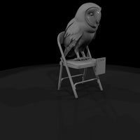 low-poly-barn-owl-on-folding-chair-3d-printable-miniature-966820 — thumbnail 4