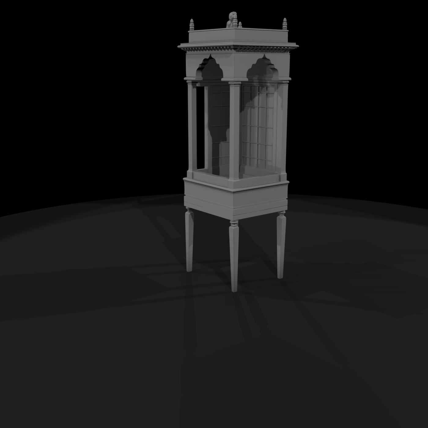 Neoclassical Tall Curio Display Cabinet 3D Model B