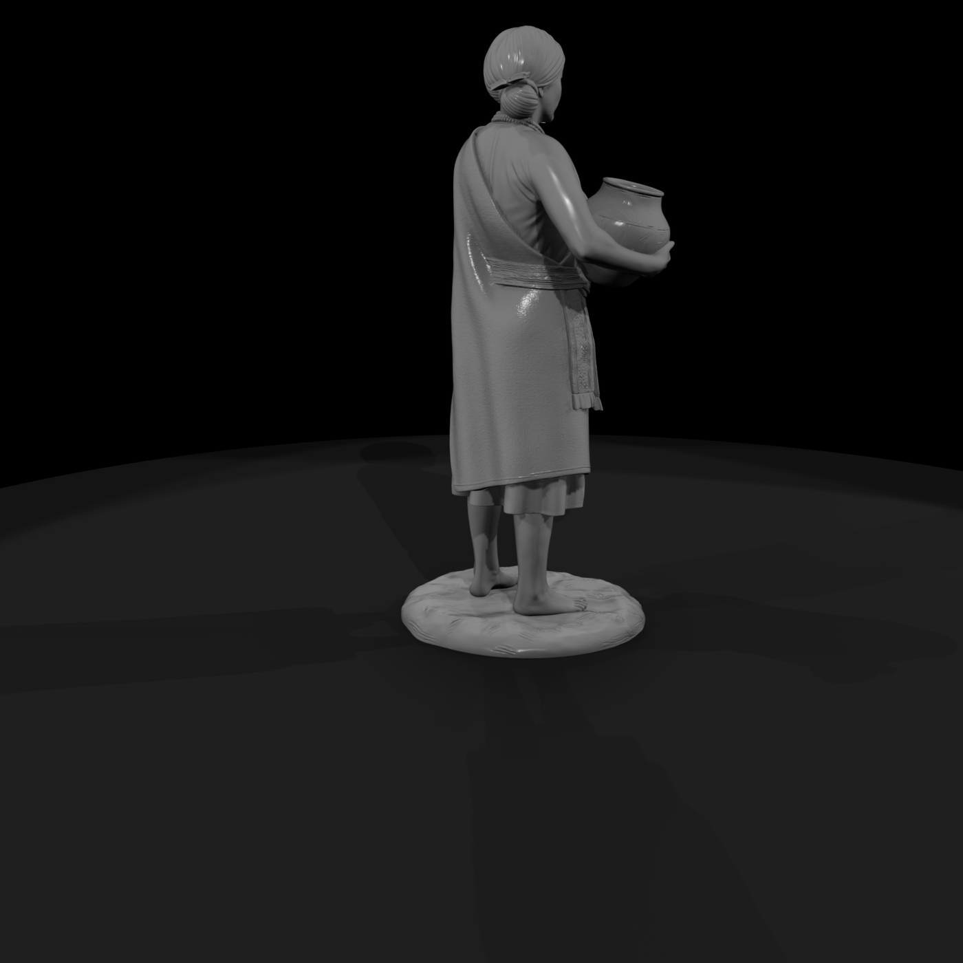 Pueblo Woman with Pottery Jar