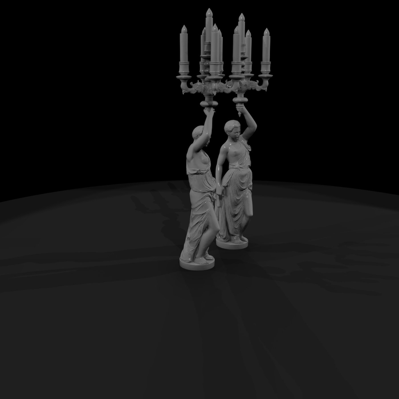 Neoclassical Female Statue Candelabra