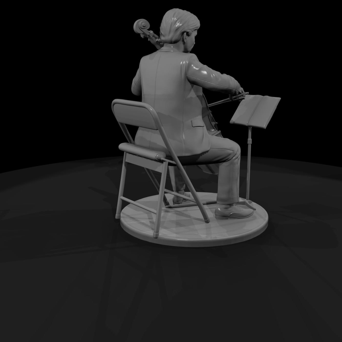 Seated Cellist with Music Stand