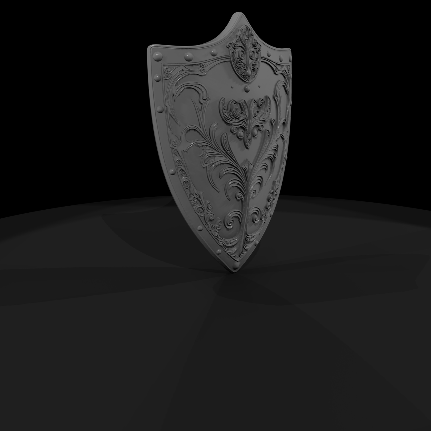 Ornate Gothic Kite Shield — Medieval & Wargames