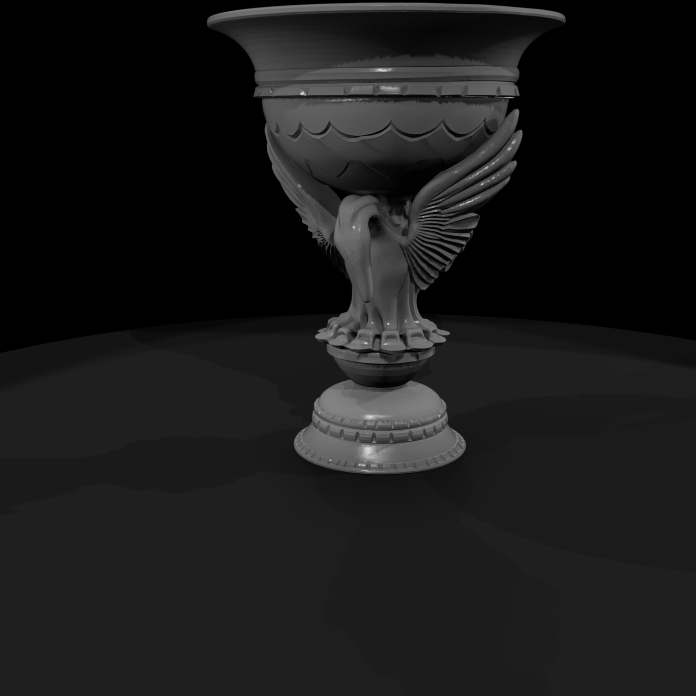 Neoclassical Swan Urn with Ornate Pedestal — & Display