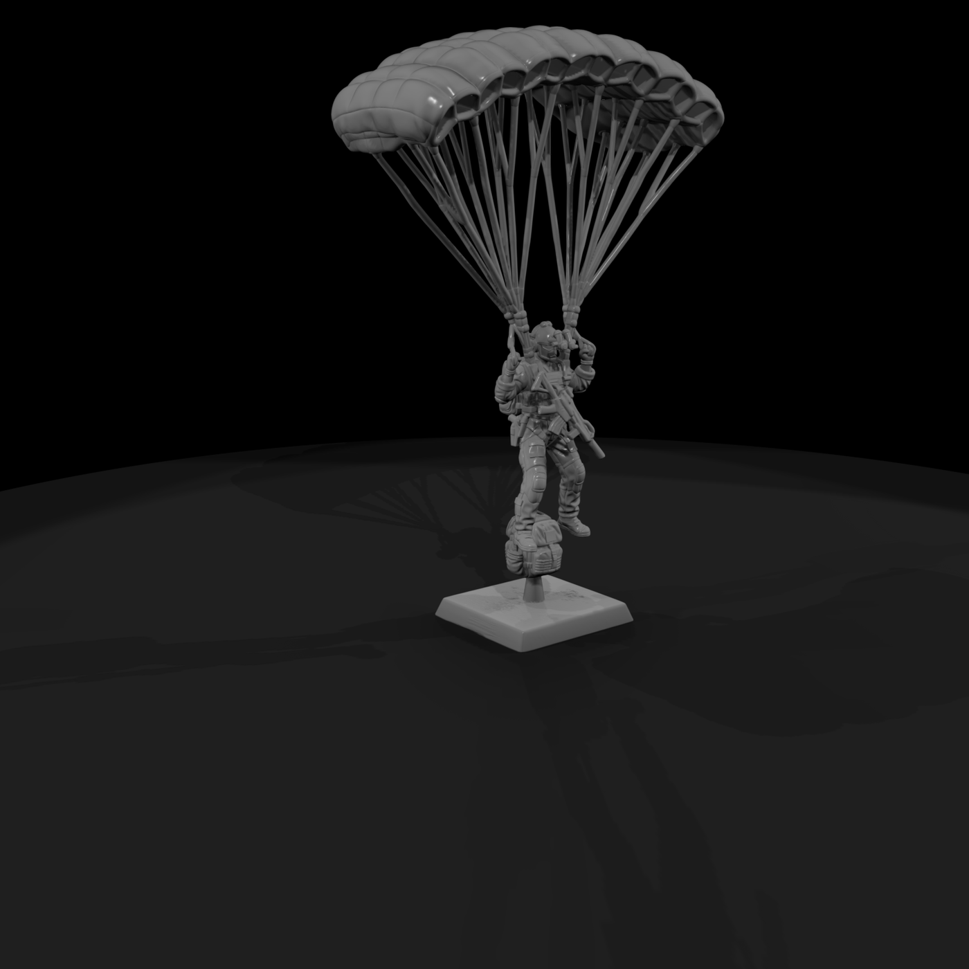 Paratrooper Under Open Canopy