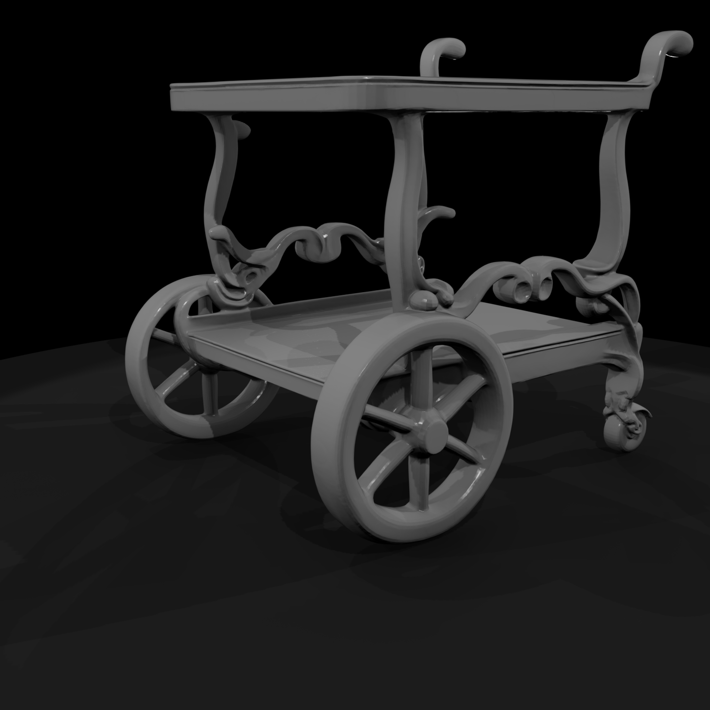 Victorian Ornate Two-Tier Tea Trolley (Serving Cart)